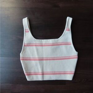 Babaton Cream and Pink Striped Tank Top Sculpt